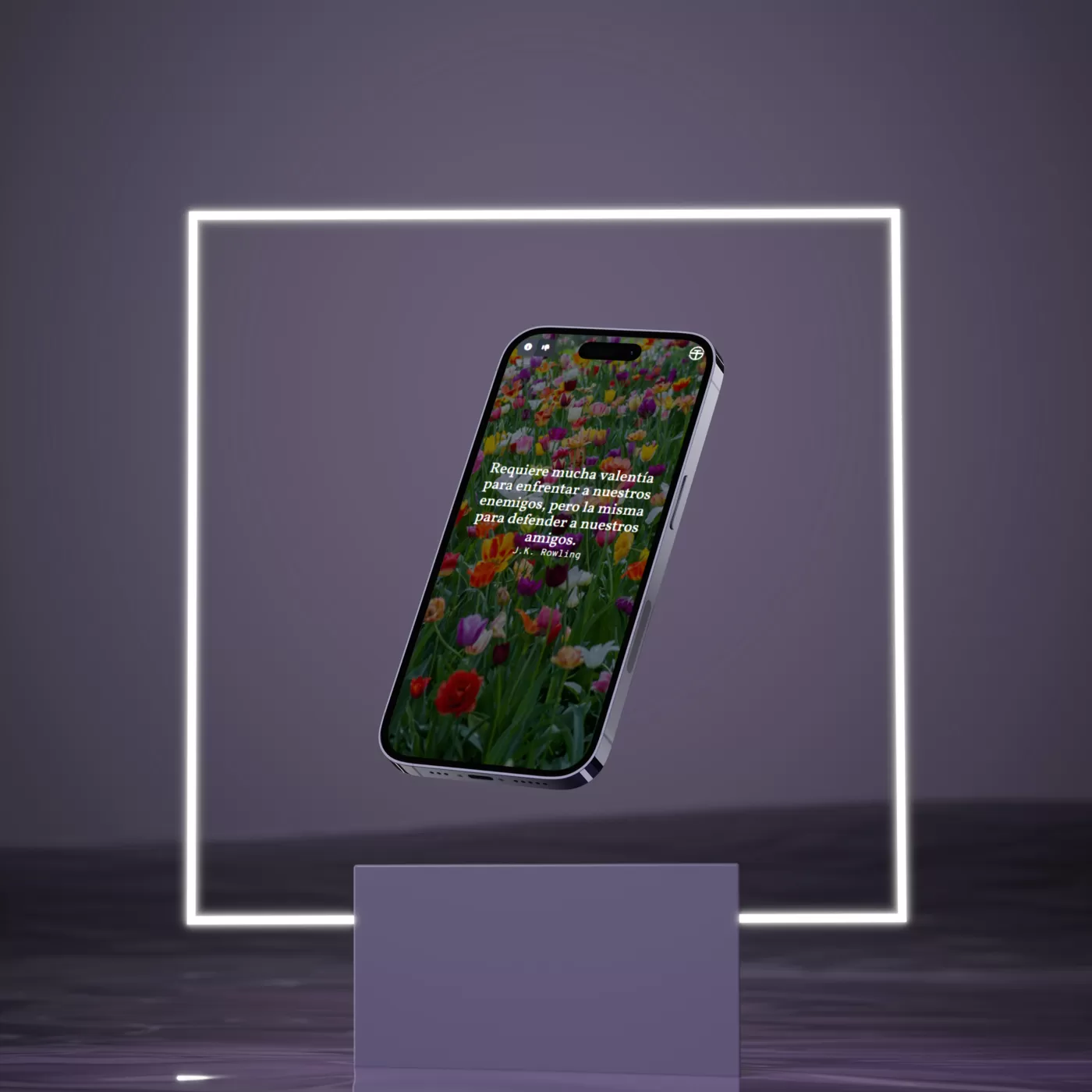 Image of a phone displaying a motivational quote